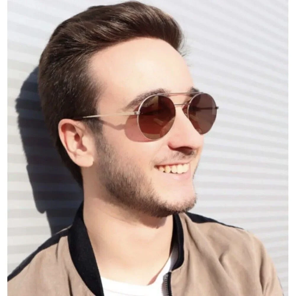 Sean John SJOS504 Round Aviator Sunglasses In Matte Gold New W/Out Tag